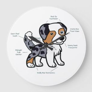 Australian Shepherd Blue Merle Funny Anatomy Large Clock
