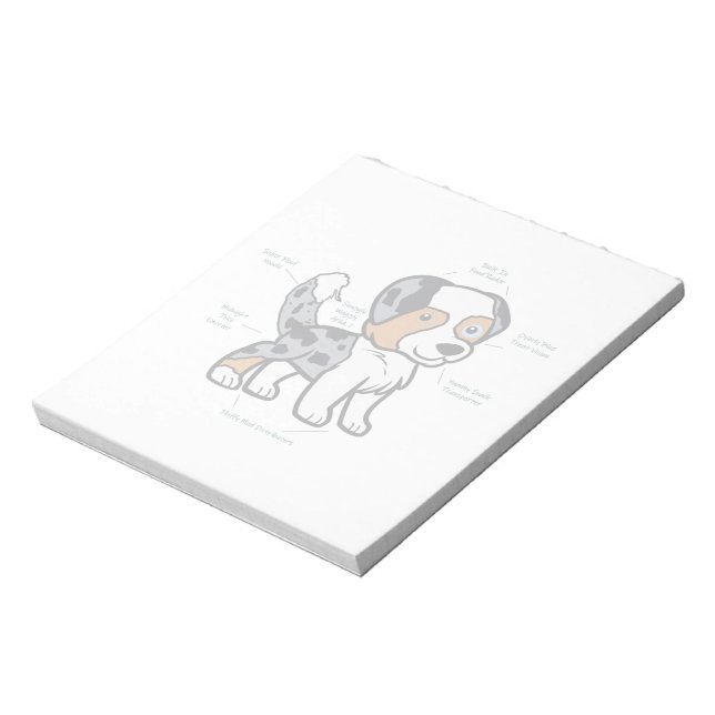 Australian Shepherd Blue Merle Funny Anatomy Notepad (Rotated)