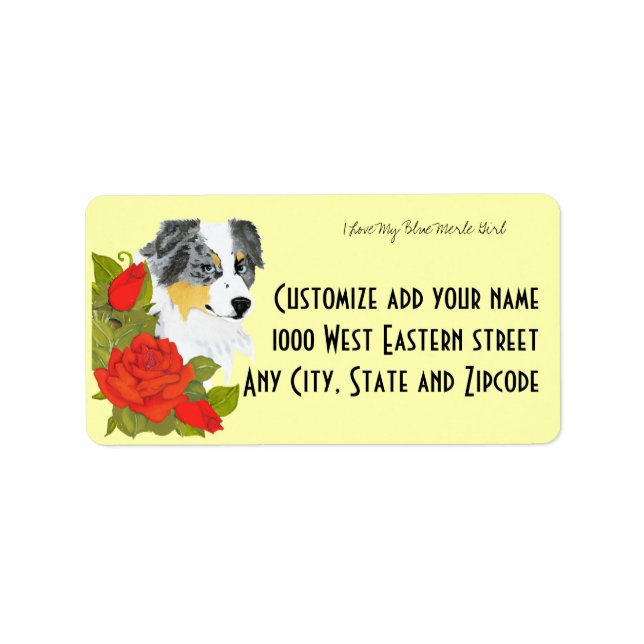Australian Shepherd Blue Merle Girl Address Label (Front)
