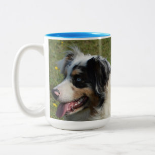 australian shepherd blue merle Two-Tone coffee mug