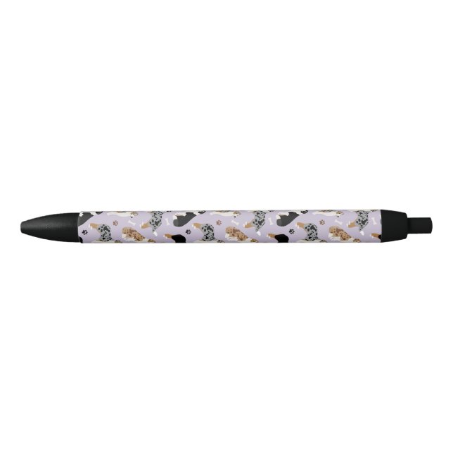Australian Shepherd Bones and Paws Black Ink Pen (Front)