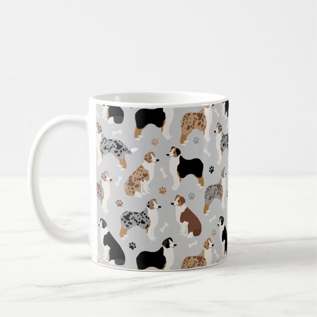 Australian Shepherd Bones and Paws Coffee Mug (Left)