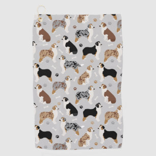 Australian Shepherd Bones and Paws Golf Towel