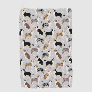 Australian Shepherd Bones and Paws Golf Towel