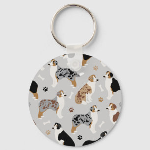 Australian Shepherd Bones and Paws Key Ring