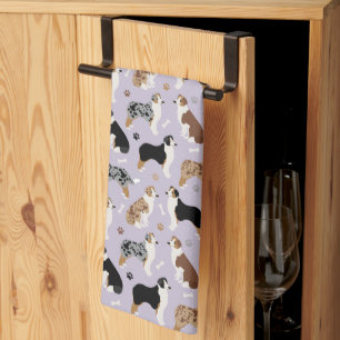 Australian Shepherd Bones and Paws Kitchen Towel