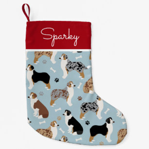 Australian Shepherd Bones and Paws Large Christmas Small Christmas Stocking