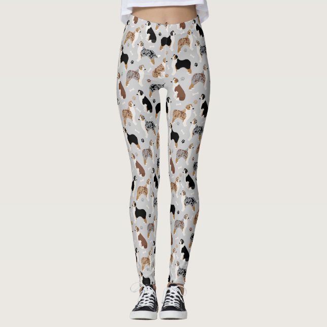 Australian Shepherd Bones and Paws Leggings (Front)