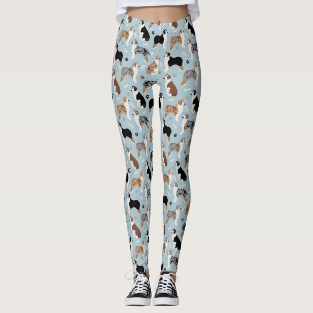Australian Shepherd Bones and Paws Leggings (Front)