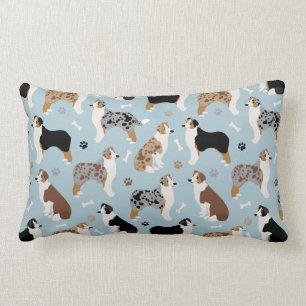 Australian Shepherd Bones and Paws Lumbar Cushion