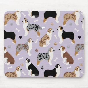 Australian Shepherd Bones and Paws Mouse Pad