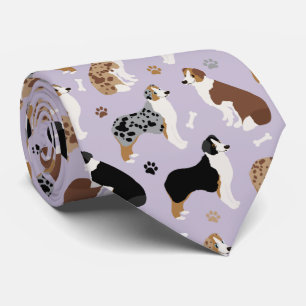 Australian Shepherd Bones and Paws Purple Tie