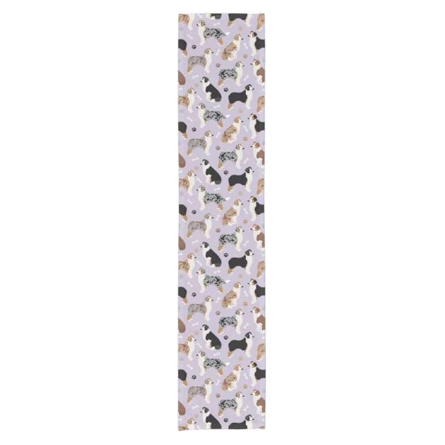 Australian Shepherd Bones and Paws Short Table Runner (Front)