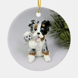 Australian Shepherd Bue Merle Ceramic Ornament
