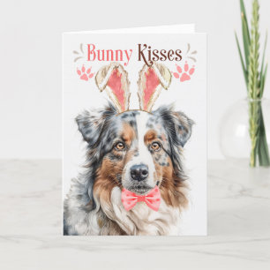 Australian Shepherd Bunny Ears Easter Holiday Card