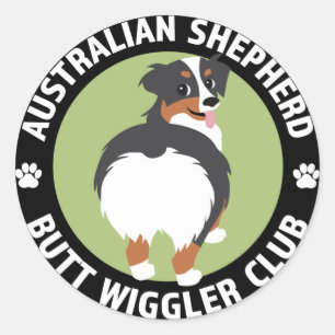 Australian Shepherd Butt Wiggler Club Classic Round Sticker