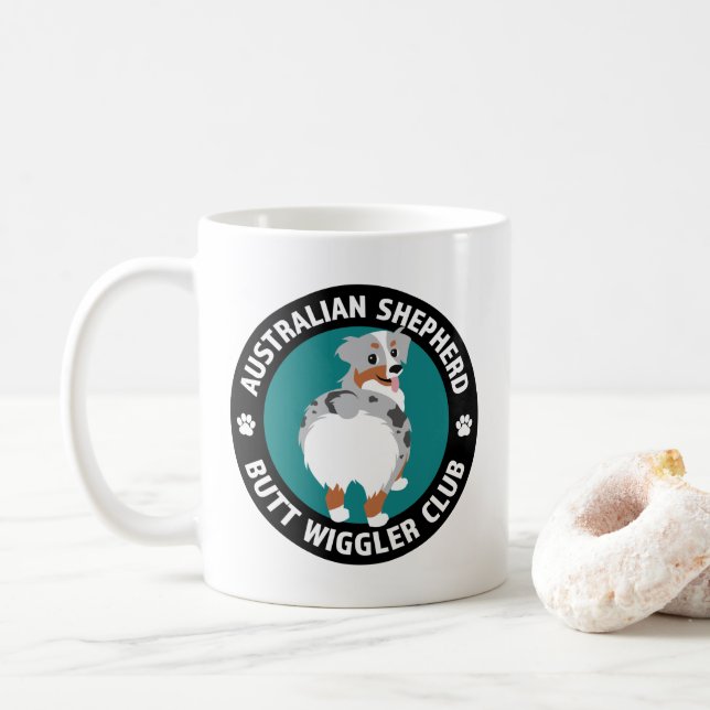 Australian Shepherd Butt Wigglers Club Coffee Mug (With Donut)