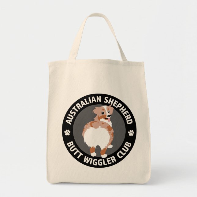 Australian Shepherd Butt Wigglers Club - Red Merle Tote Bag (Front)