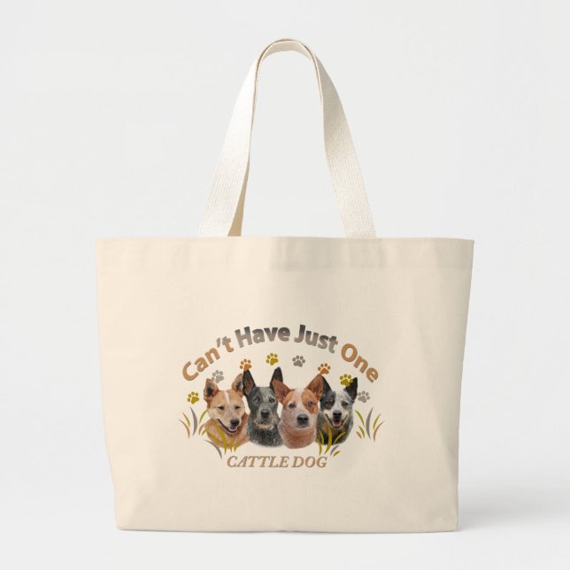 Australian Shepherd Can't Have Just One Large Tote Bag (Front)