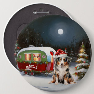 Australian Shepherd Caravan Christmas Adventure 6 Cm Round Badge