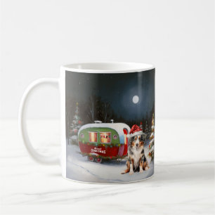 Australian Shepherd Caravan Christmas Adventure Coffee Mug