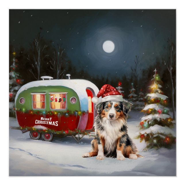 Australian Shepherd Caravan Christmas Adventure Poster (Front)