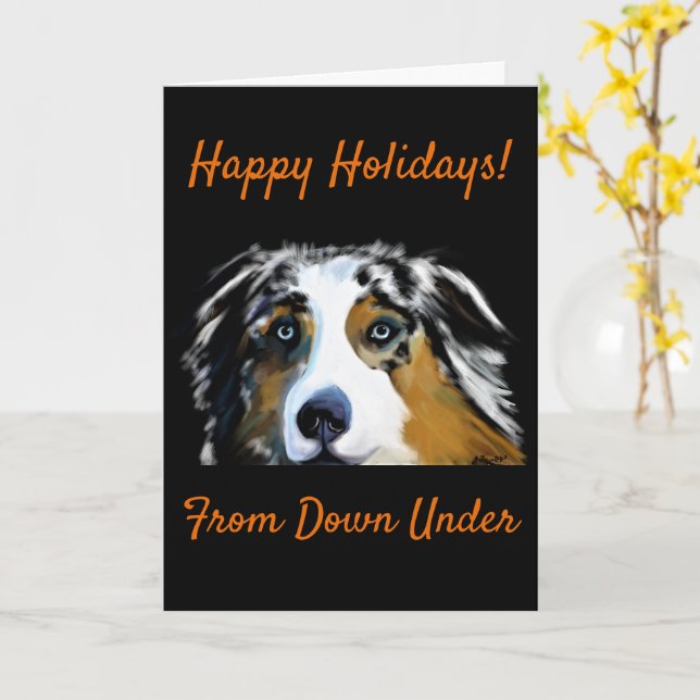 Australian Shepherd   Card (Yellow Flower)