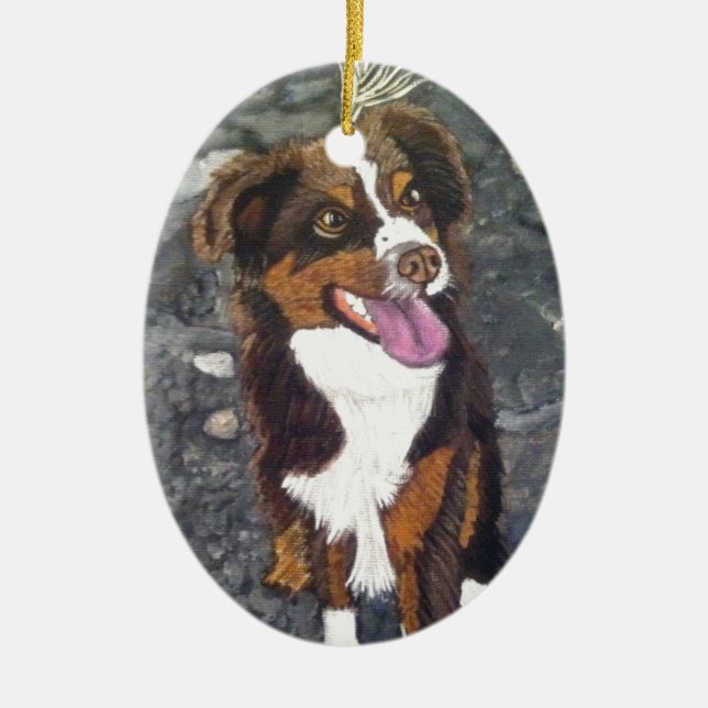 Australian Shepherd Ceramic Ornament (Front)