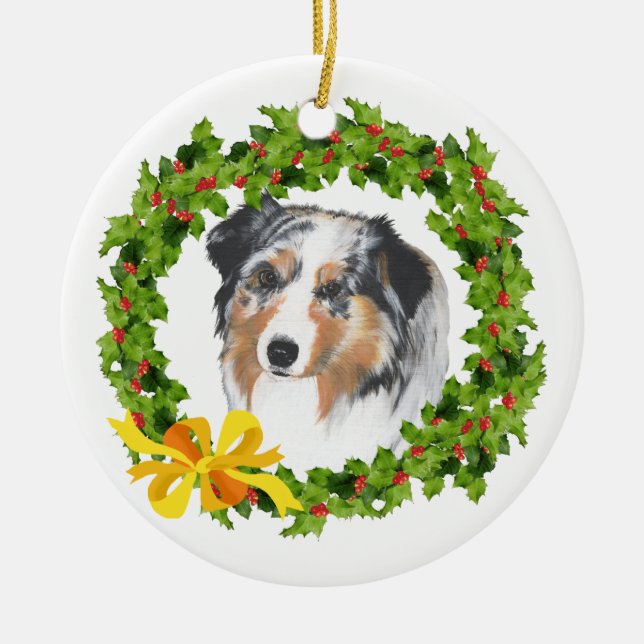 Australian Shepherd Ceramic Ornament (Front)