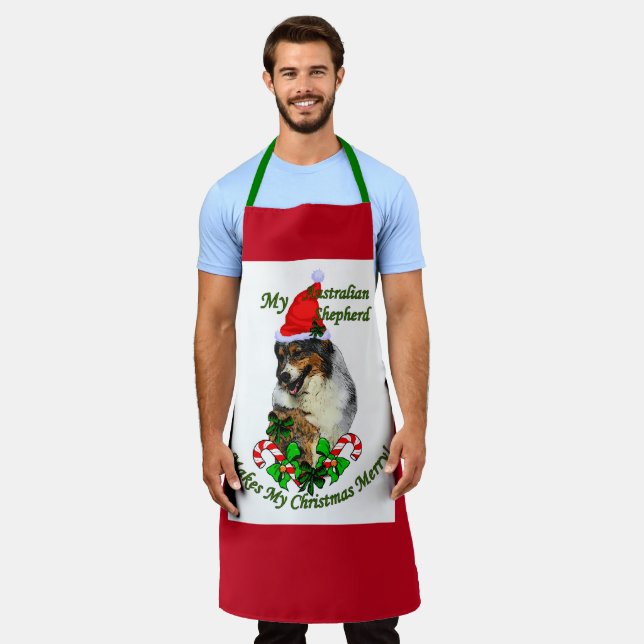 Australian Shepherd Christmas Apron (Worn)