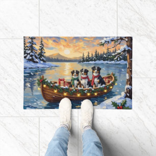 Australian Shepherd Christmas Boat Holiday Doormat