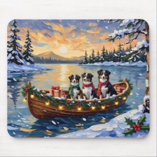 Australian Shepherd Christmas Boat Holiday Mouse Pad