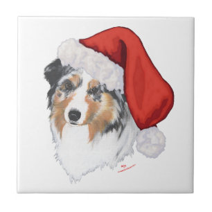 Australian Shepherd Christmas Ceramic Tile