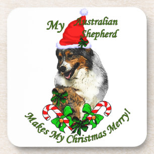 Australian Shepherd Christmas Coaster