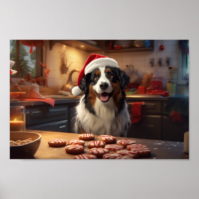 Australian Shepherd Christmas Cookies Holiday Poster (Front)