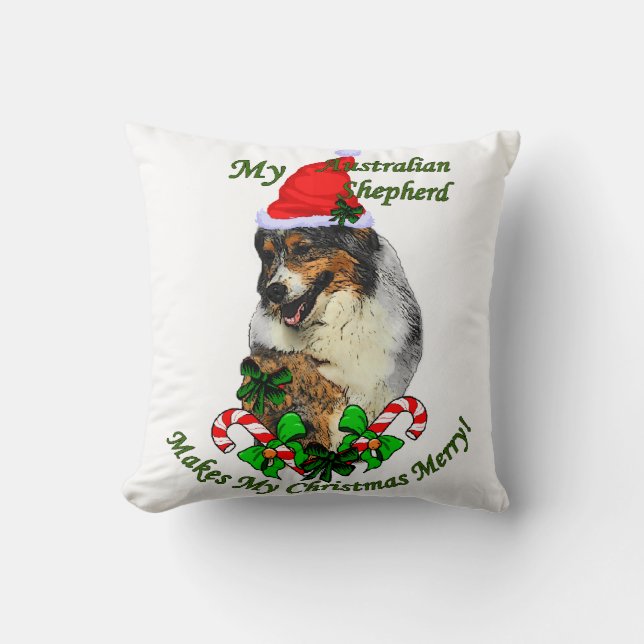 Australian Shepherd Christmas Cushion (Front)