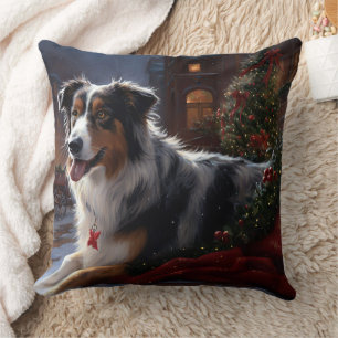 Australian Shepherd Christmas Festive Season  Cushion