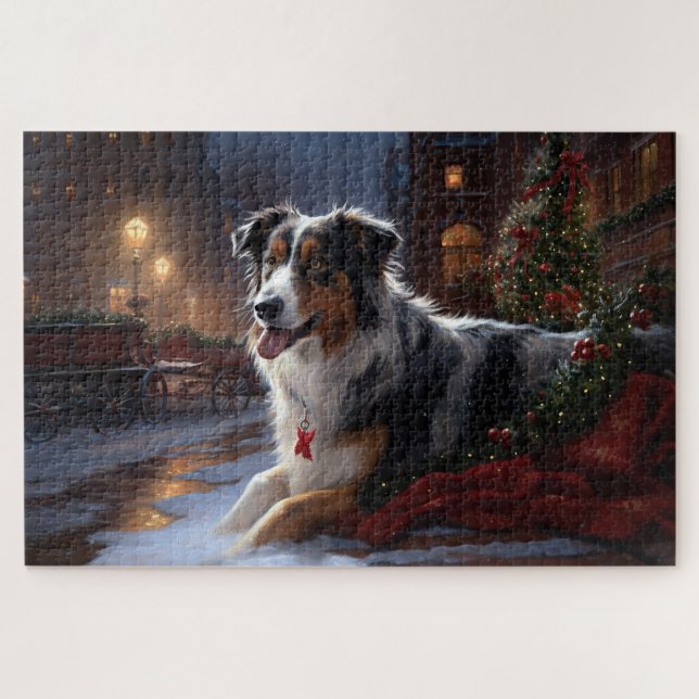 Australian Shepherd Christmas Festive Season  Jigsaw Puzzle (Horizontal)