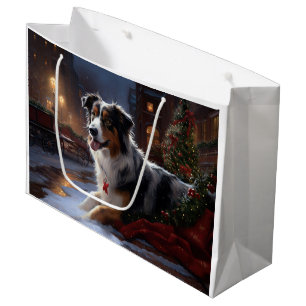Australian Shepherd Christmas Festive Season Large Gift Bag