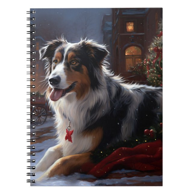 Australian Shepherd Christmas Festive Season  Notebook (Front)
