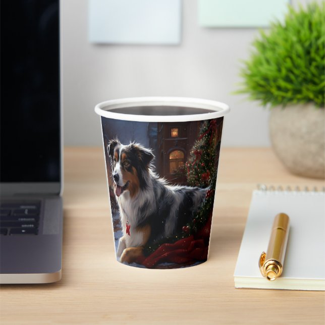 Australian Shepherd Christmas Festive Season  Paper Cups (Insitu)
