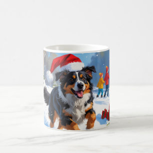 Australian Shepherd Christmas Festive Snow Scene Coffee Mug