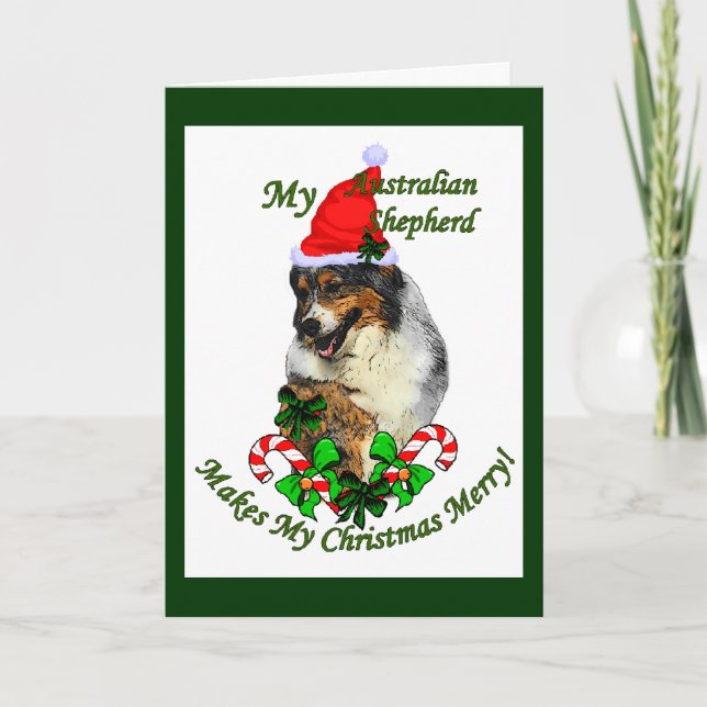 Australian Shepherd Christmas Gifts Holiday Card (Front)
