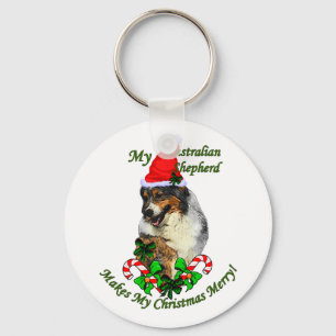 Australian Shepherd Christmas Gifts Key Ring