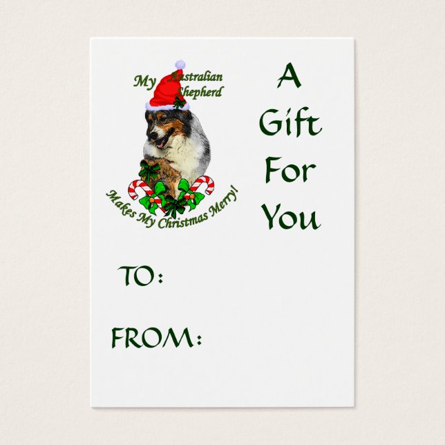 Australian Shepherd Christmas Gifts Name Tags (Front)