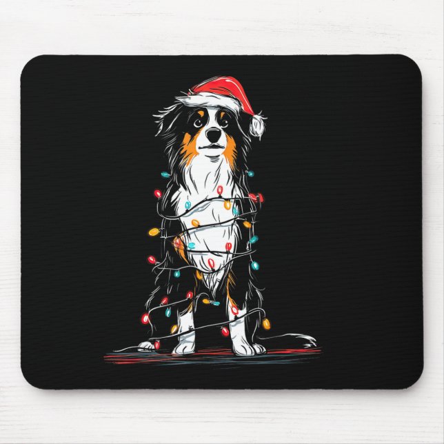 Australian Shepherd Christmas Graphics Dog Lights  Mouse Pad (Front)
