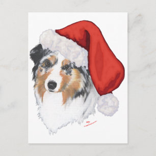 Australian Shepherd Christmas Holiday Postcard