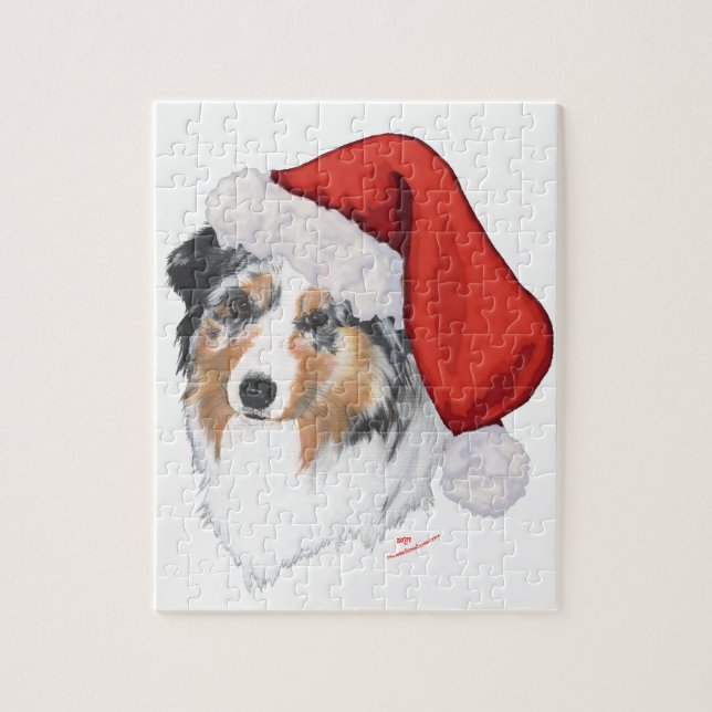 Australian Shepherd Christmas Jigsaw Puzzle (Vertical)