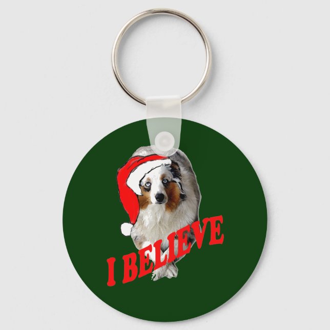 Australian shepherd Christmas Key Ring (Front)