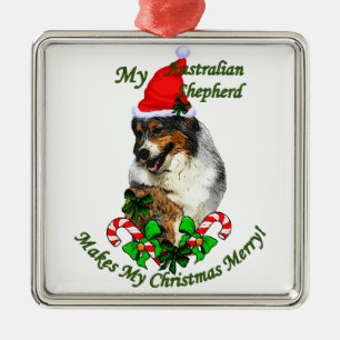 Australian Shepherd Christmas Metal Ornament